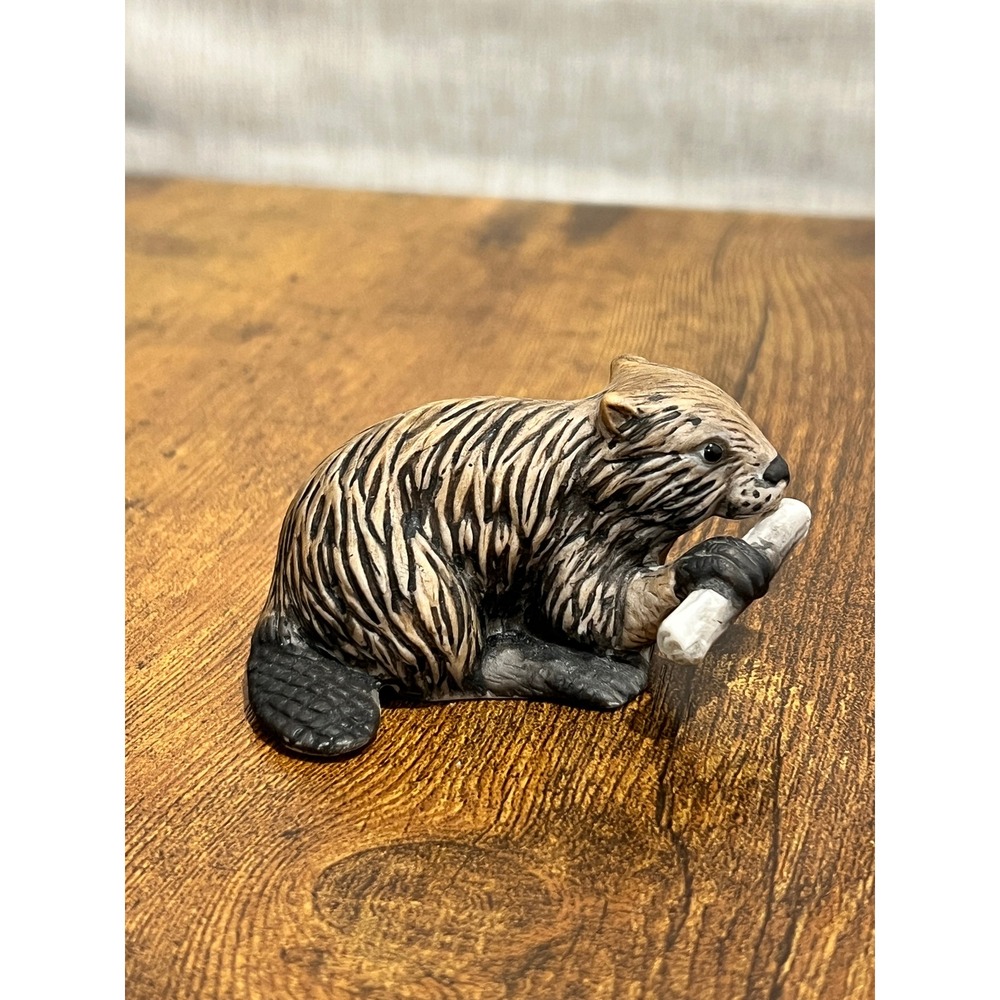 Franklin Porcelain Woodland Surprises Beaver Jacqueline B Smith '84 Figurine Vtg - Picture 8 of 11